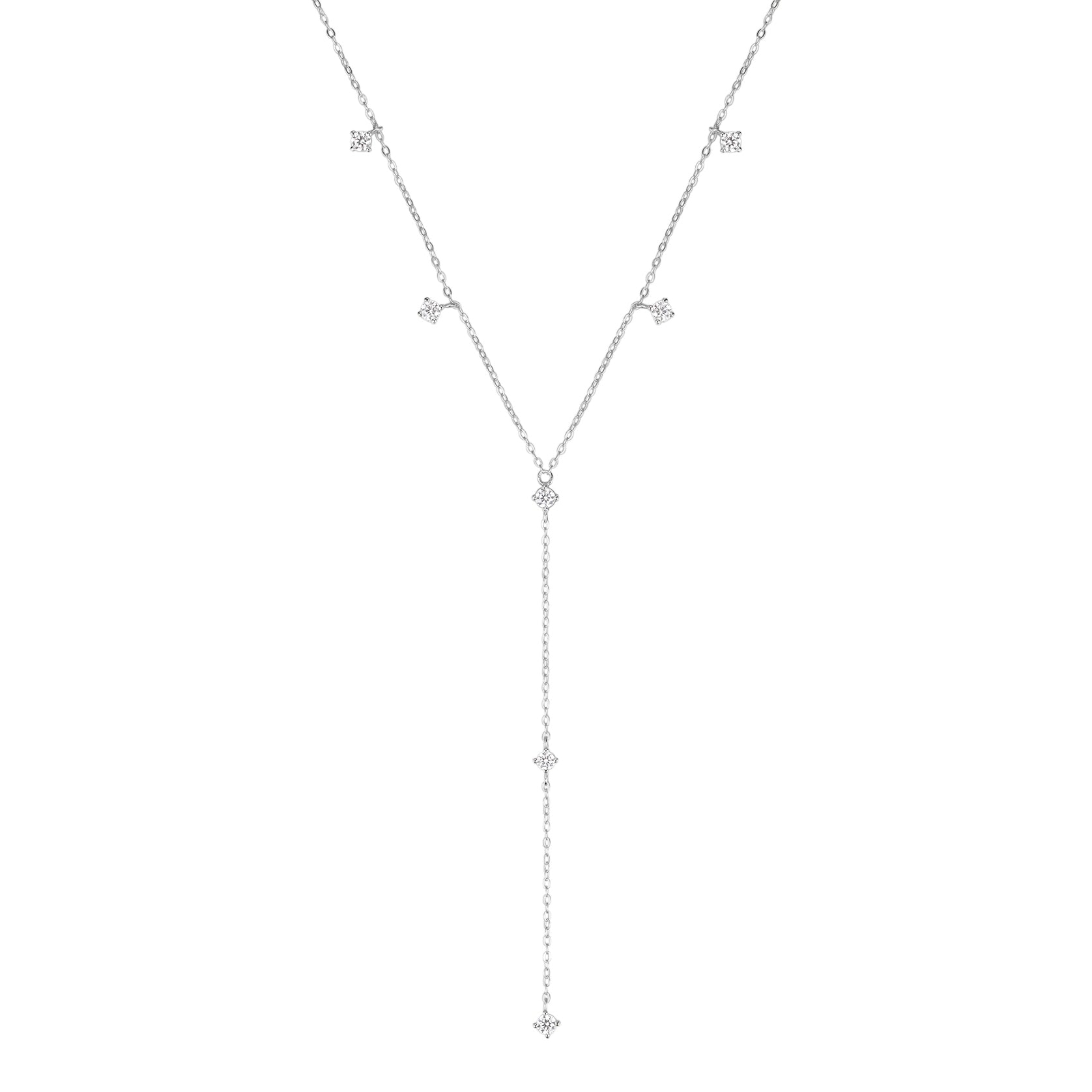 Ellipse Y Chain Necklace Sterling Silver Gold